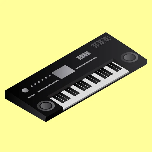 Small MIDI Controller Piano on Yellow Background with Cell Phone