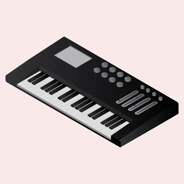 黑色等距音乐合成器或电子钢琴元件 — 图库矢量图片
