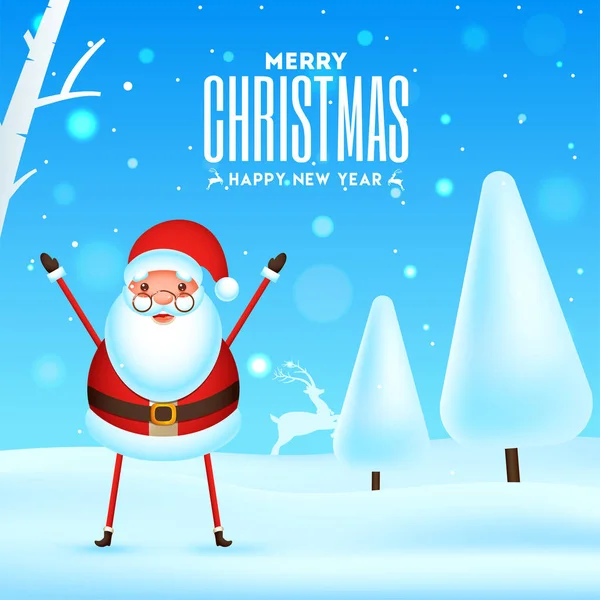 メリークリスマス&ハッピーニューイヤーグリーティングカードのデザインとさん — ストックベクタ