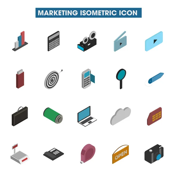 Conjunto de icono isométrico de marketing para el concepto de negocio . — Archivo Imágenes Vectoriales