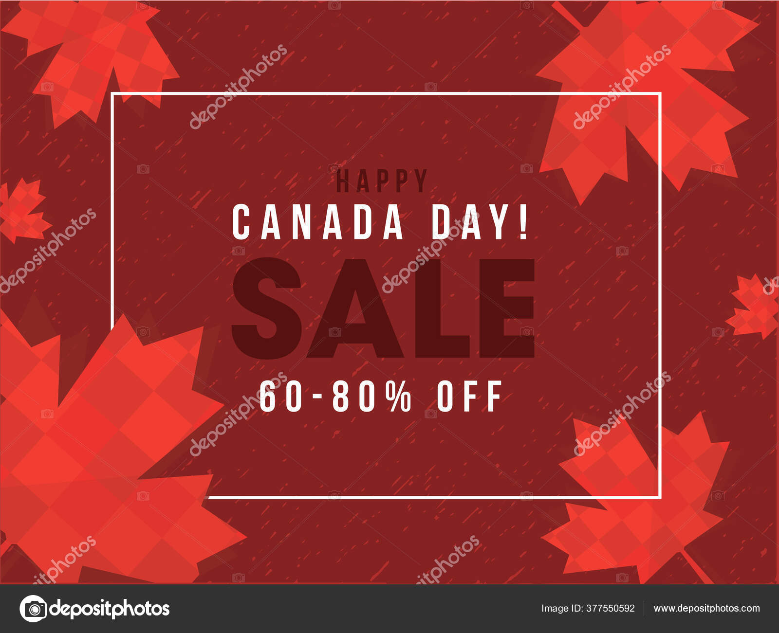 Happy Canada Sale Poster Design Discount Offer Square Pattern Maple