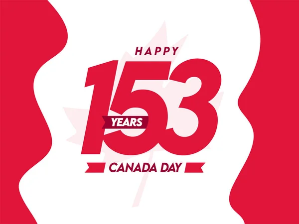 153 Year Happy Canada Day Text National Flag Color背景 — ストックベクタ