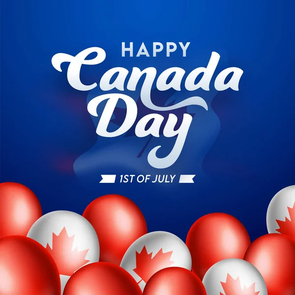 Juli Happy Canada Day Font Med National Flag Color Glossy — Stock vektor
