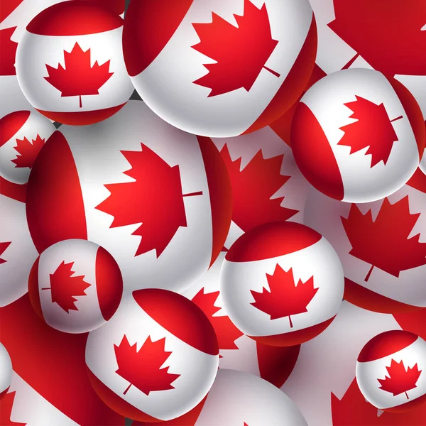 Canada Flag Color Glossy Balloons Decorated Background — Stock Vector