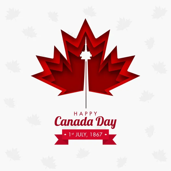 Juli 1867 Happy Canada Day Concept Paper Layer Cut Maple — Stock vektor