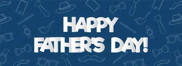 Paper Cut Happy Fathers Day Text Line Art Elements Decorated — 스톡 벡터