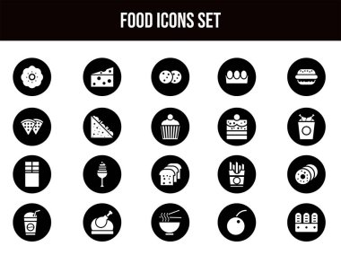 Gıda Simgesi Kümesinin B & W illüstrasyonu.