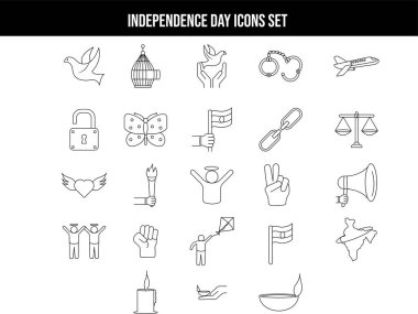 Bağımsızlık Günü Siyah Özet Simgesi Ayarlandı.