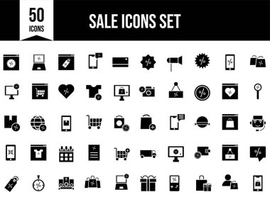 Siyah ve Beyaz Satış Simgesi Düz Stili.