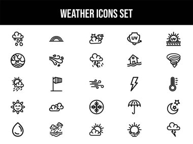 Siyah Taslak Hava Simgesi Beyaz Arkaplanda Ayarlandı.