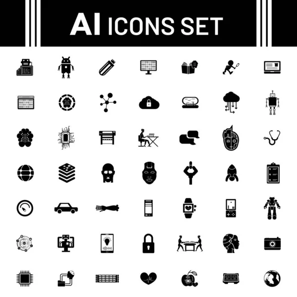 Ilustración Del Conjunto Iconos Inteligencia Artificial — Archivo Imágenes Vectoriales