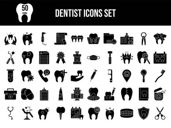 Dentist Icon Set Flat Style — 스톡 벡터