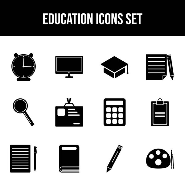 B&W Illustration of Eduction Icon Set.