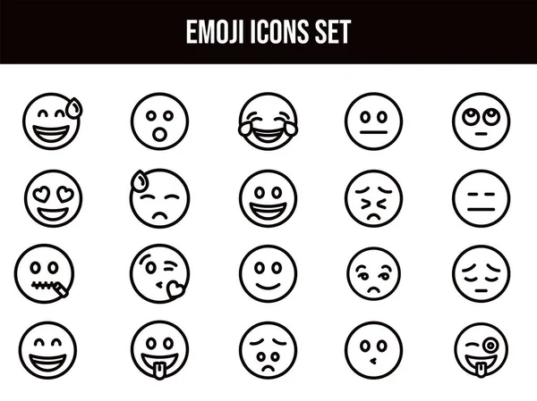 Black Line Art Illustration of Different Emoji Face Icon Pack.