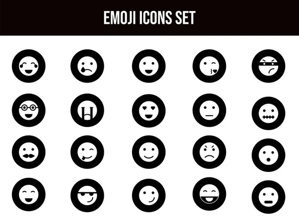 Zestaw Ikon Glyph Emoji Płaskim Stylu — Wektor stockowy