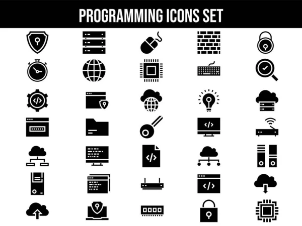 Conjunto Iconos Programación Glifos Estilo Plano — Archivo Imágenes Vectoriales