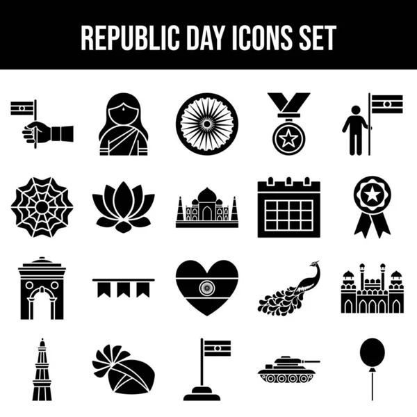 Flat Style Republic Day Icon Set Χρώμα — Διανυσματικό Αρχείο