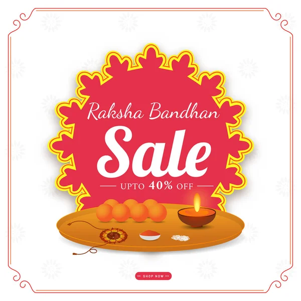 Sticker Vente Raksha Bandhan Étiquette Avec Offre Réduction Plaque Adoration — Image vectorielle