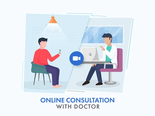 Patient Talking Video Call Doctor Online Consultation Concept — Stockvector