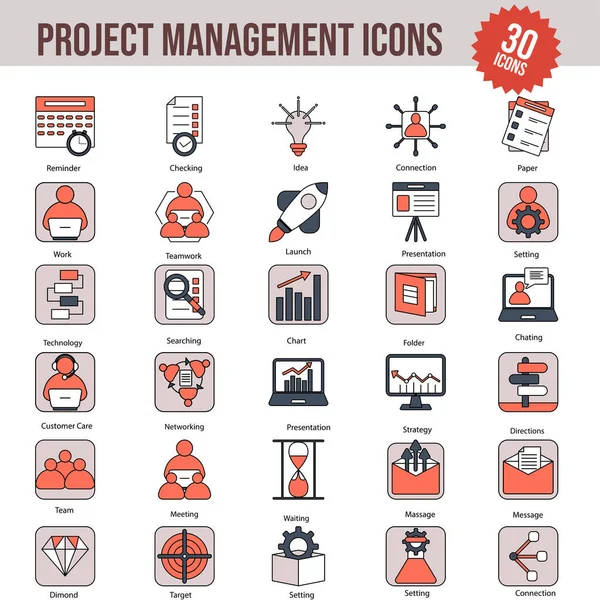 Project Management Colorful Icon Set — 스톡 벡터