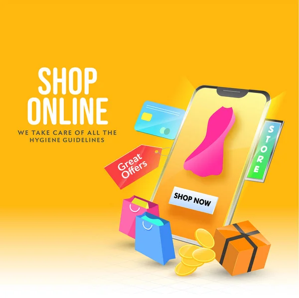 Illustration Der Online Shopping App Smartphone Mit Frauenkleid Großes Angebot — Stockvektor