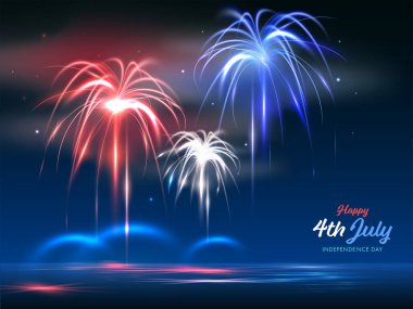 4 Temmuz Bağımsızlık Günü Kutlaması 'nız kutlu olsun Havai fişekler ve Işıklar Efektiyle Kutlama Arkaplanı.