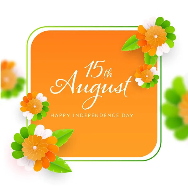 Augustus Happy Independence Day Font Saffraan Witte Achtergrond Versierd Met — Stockvector