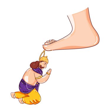 Illustration of Vamana Leg on King Mahabali for Blessing. clipart