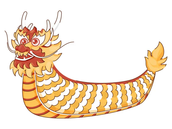 Yellow Brown Dragon Boat White Background — Stock Vector