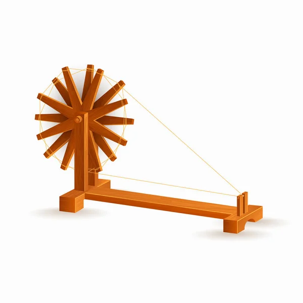 Charkha Eller Spinning Wheel Element Brun Färg — Stock vektor
