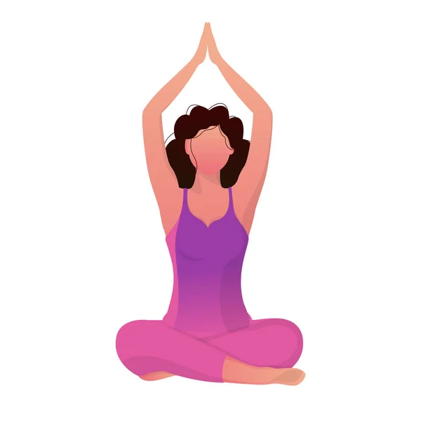 Mujer Sin Rostro Haciendo Sukhasana Yoga Pose — Vector de stock