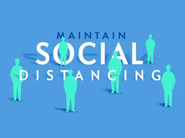 Stile Taglio Carta Distanziamento Sociale Testo Con Persone Mantenere Distanza — Vettoriale Stock