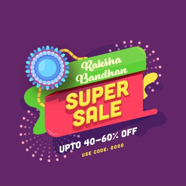 Raksha Bandhan için% 40-60 indirimli Süper Satış Posteri Tasarımı Mavi Rakhi.