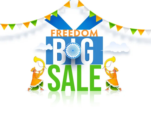 Freedom Big Sale Poster Design Mit Ashoka Rad Und Männer — Stockvektor