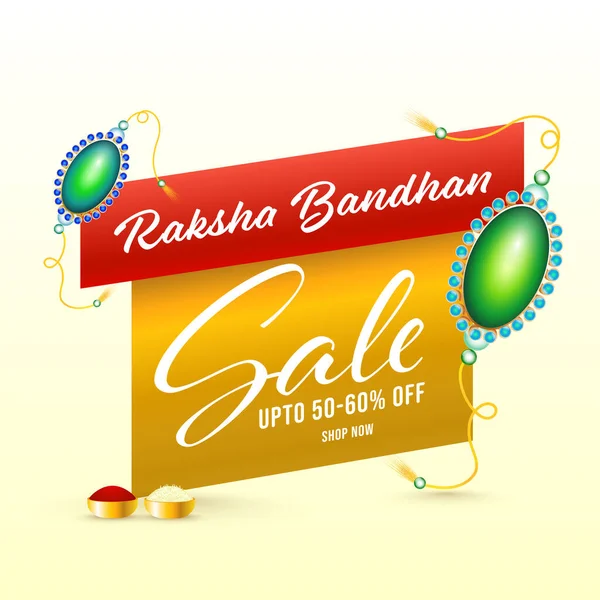 Jusqu Pour Raksha Bandhan Vente Poster Design Avec Perle Brillante — Image vectorielle