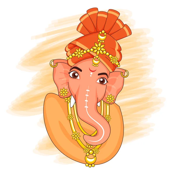 Idol Criativo Senhor Ganesha Com Efeito Curso Escova Alaranjada Fundo — Vetor de Stock