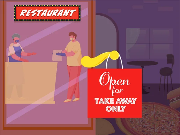 Εστιατόριο Open Take Away Only Message Tag Carry Bag Κατά — Διανυσματικό Αρχείο