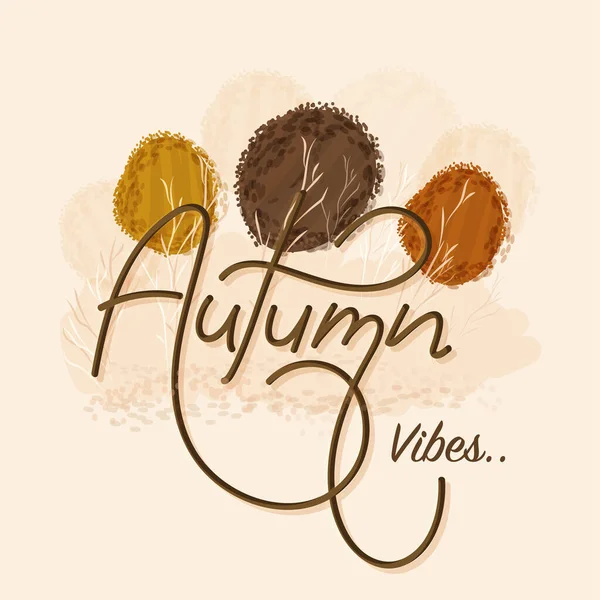 Autumn Vibes Font Noise Texture Effect Trees Pastel Peach Background — Stockový vektor