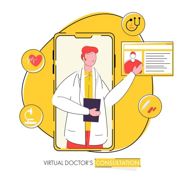 Diseño Póster Basado Concepto Consulta Del Médico Virtual Para Publicidad — Vector de stock