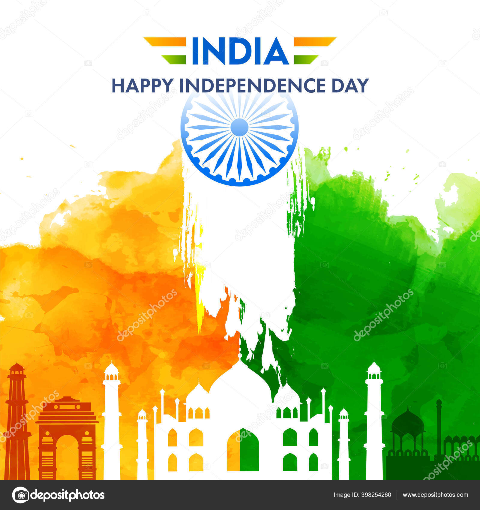 India Happy Independence Day Poster Design Famous Monuments Saffron Green  Stock Vector Image by ©alliesinteract #398254260