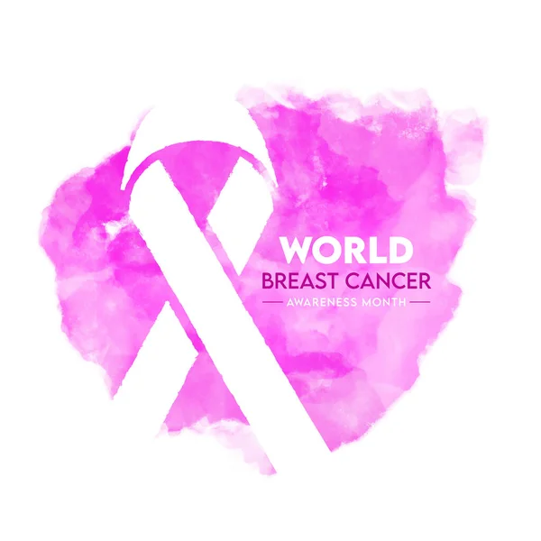 Rosa Akvarellfarge Bakgrunn Med Hvite Kors Ribbon World Breast Cancer – stockvektor