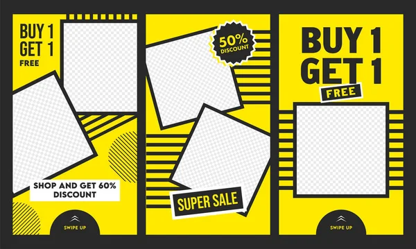 Super Sale Template Flyer Design Set Different Discount Offer Empty — 스톡 벡터