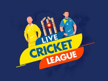 Kırmızı Toplu Canlı Kriket Ligi Metni Wickets ve Meçhul Oyuncular Mavi Yarıtonlama Efekti Altında.