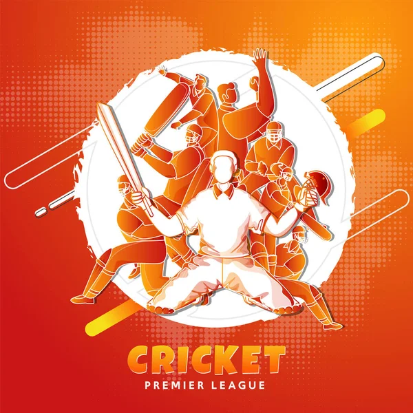 Paper Cut Style Cricket Player Team Verschiedenen Posen Auf Gradient — Stockvektor