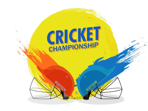 Orange Blue Helmets Brush Stroke Effect White Background Cricket Championship — Stock Vector