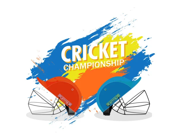 Cricket Championship Poster Design Com Dois Capacetes Equipe Participantes Efeito — Vetor de Stock