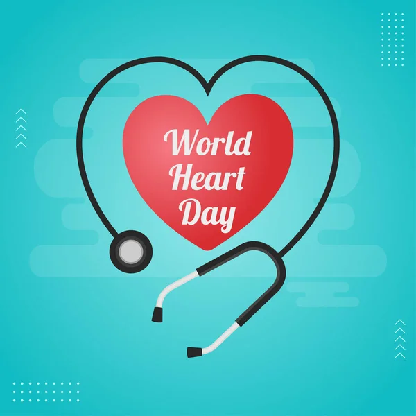 World Heart Day Font Stethoscope Blue Background — Stock Vector