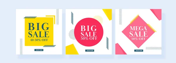 Mega Big Sale Poster Design Different Discount Offer Three Options — Stock Vector