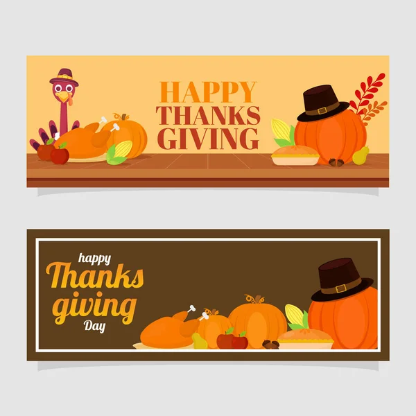 Happy Thanksgiving Day Header Oder Banner Design Mit Festival Elementen — Stockvektor
