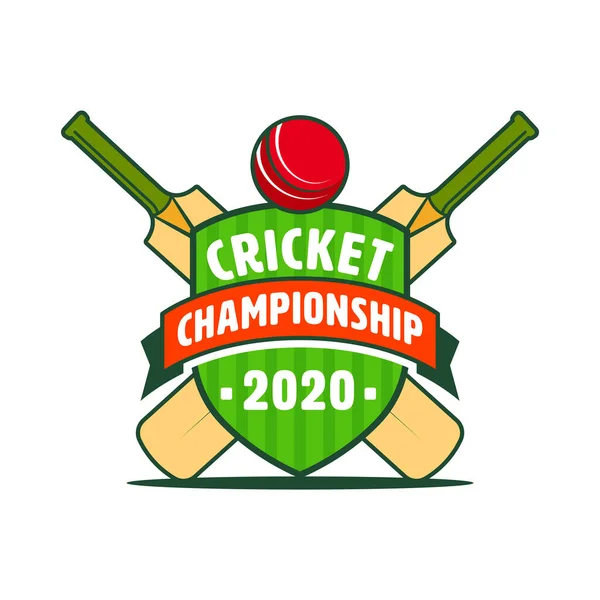 Insigne Étiquette Cricket Championship 2020 Avec Vue Rapprochée Sur Fond — Image vectorielle